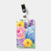 Farbige florale Namensschilder | Ausweis (Vorderseite mit Clip)