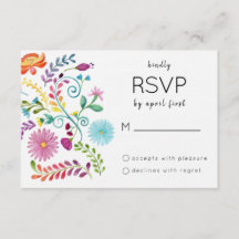 Farbige florale RSVP-Karte