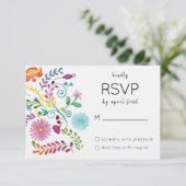 Farbige florale RSVP-Karte RSVP Karte (Stehend Vorderseite)