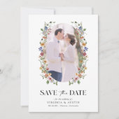 Farbige, florale Save the Date-Karte Date (Vorderseite)