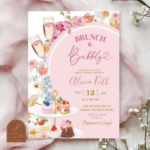 Farbige Florale Sommer-Brunch-und-Sekt-Braut Einladung