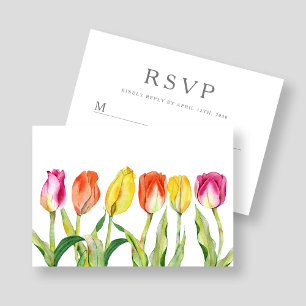 Farbige Florale Wasserfarben Tulpe Ostern RSVP Karte