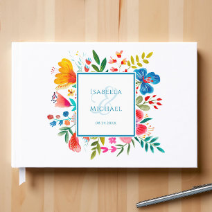 Farbige Florale Wildblumen-Wasserfarben-Hochzeit  Gästebuch