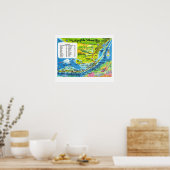 Farbige Florida Keys 16x20 Karte Poster (Küche)