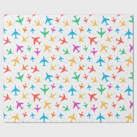 Farbige Flugzeuge Geschenkpapier (Flach)