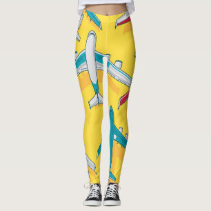 Farbige Flugzeuge Himmel: Vintage-Flugzeuge Leggings