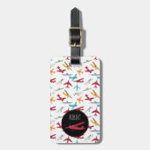 Farbige Flugzeuge Muster Individuelle Name Kinder Gepäckanhänger (Vorderseite vertikal)