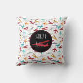 Farbige Flugzeuge Muster Kids Individuelle Name Kissen (Rückseite)