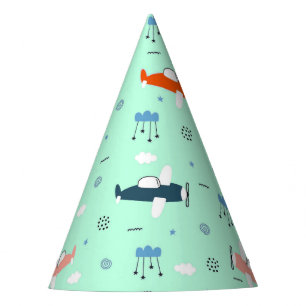 Farbige Flugzeuge über einem Himmel Partyhütchen