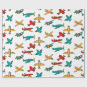 Farbige Flugzeugmuster - weißer Hintergrund Geschenkpapier (Flach)