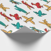 Farbige Flugzeugmuster - weißer Hintergrund Geschenkpapier (Ecke)
