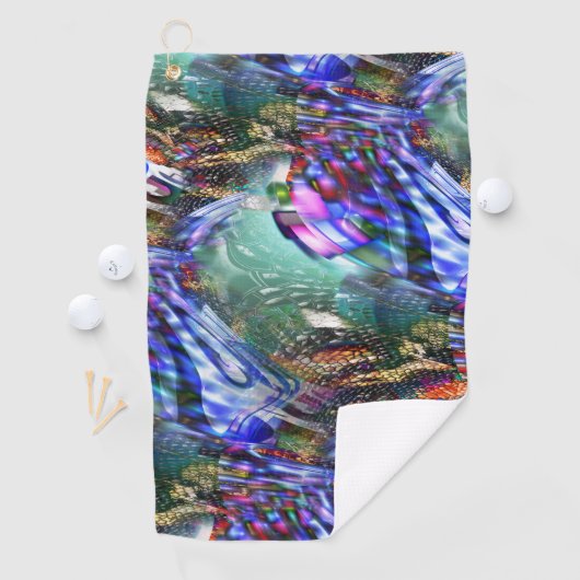 Farbige Fluktuation virtueller Bilder über Schlach Golfhandtuch (Insitu)