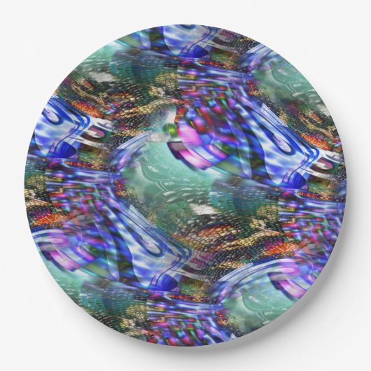 Farbige Fluktuation virtueller Bilder über Schlach Pappteller (Vorderseite)