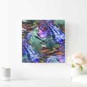 Farbige Fluktuation virtueller Bilder über Schlach Quadratische Wanduhr (Zuhause)