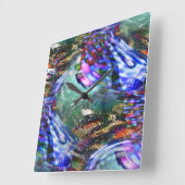 Farbige Fluktuation virtueller Bilder über Schlach Quadratische Wanduhr (Winkel)