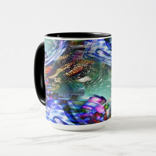 Farbige Fluktuation virtueller Bilder über Schlach Tasse (Vorderseite Links)