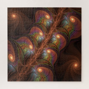 Farbige fluoreszierende abstrakte moderne braune F Puzzle