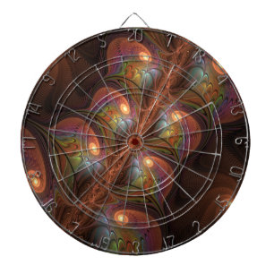 Farbige fluoreszierende abstrakte trippy braune Fr Dartscheibe