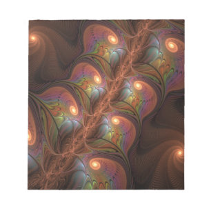 Farbige fluoreszierende abstrakte trippy braune Fr Notizblock