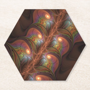 Farbige fluoreszierende abstrakte trippy braune Fr Untersetzer
