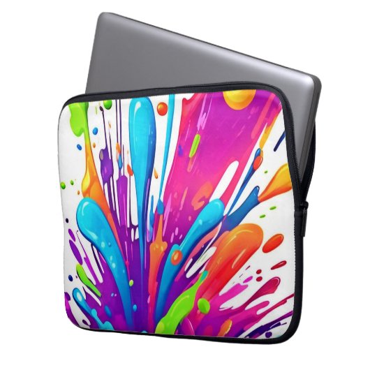 Farbige flüssige Paint Splashes Laptopschutzhülle (Vorderseite Links)