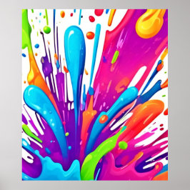 Farbige flüssige Paint Splashes Poster