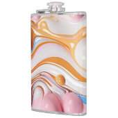 Farbige Flüssigkeit mit Blasen Flachmann (Links)