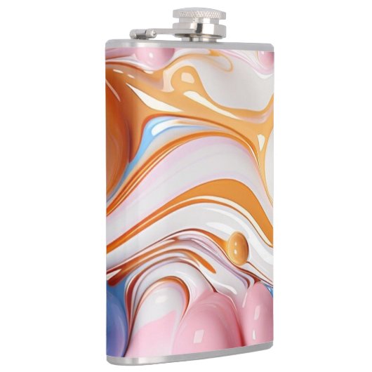 Farbige Flüssigkeit mit Blasen Flachmann (Rechts)