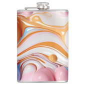 Farbige Flüssigkeit mit Blasen Flachmann (Vorderseite)