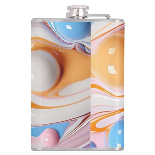 Farbige Flüssigkeit mit Blasen Flachmann (Rückseite)