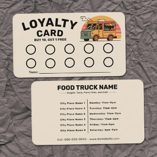 Farbige Food Truck Treuekarte Visitenkarte