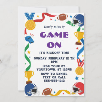 Farbige Football-Game-Day-Party-Einladung Einladung