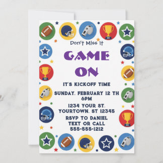Farbige Football-Game-Day-Party-Einladung Einladung