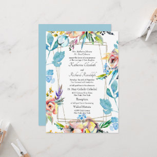 Farbige formelle Floral geschiedene Eltern Hochzei Einladung