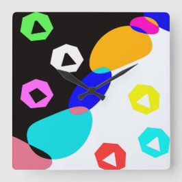 Farbige Formen Quadratische Wanduhr
