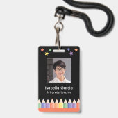 Farbige Foto-ID-Barcode-Lehrer-Sicherheitsausweis Ausweis (Vorderseite mit Lanyard)