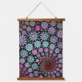 Farbige Fraktal Blume Boho Floral Design Wandteppich Mit Holzrahmen (Vorderseite)