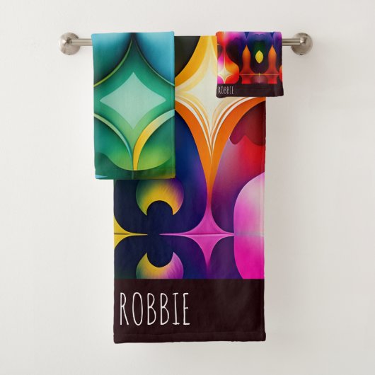 Farbige Fraktal-Blume Regenbogenmuster Badhandtuch Set (Insitu)