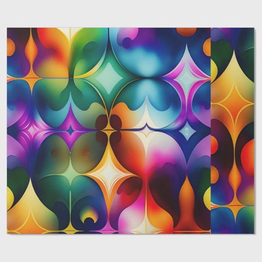 Farbige Fraktal-Blume Regenbogenmuster Geschenkpapier (Flach)