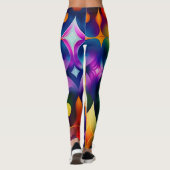 Farbige Fraktal-Blume Regenbogenmuster Leggings (Rückseite)