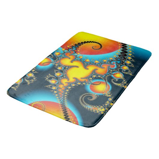 Farbige Fraktal-Monogramm Badematte (Schrägansicht)