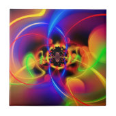 Farbige Fraktal Neon Light Waves Keramik Tile Fliese (Vorderseite)
