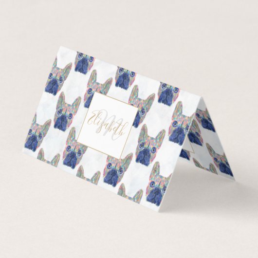 Farbige französische Bulldogge Pinselstriche Handf Visitenkarten (Vorderseite)