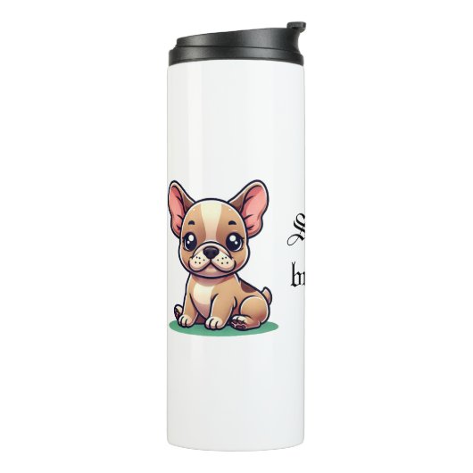 Farbige französische Bulldogge Zitat Grafik Thermosbecher (Nach links gedreht)
