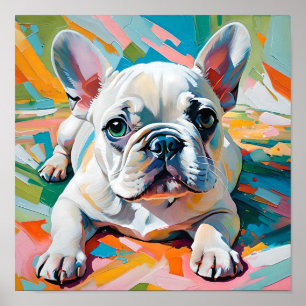 Farbige Französische Bulldoggen-Malerei – Abstrakt Poster