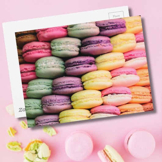Farbige französische Macaron-Cookies Postkarte