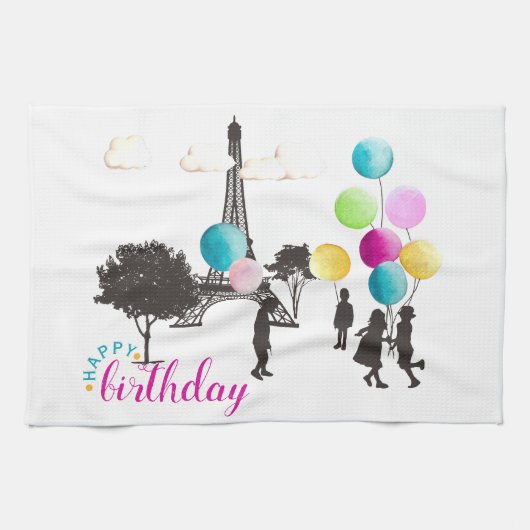 Farbige französische Macarons Kinder zum Geburtsta Geschirrtuch (Horizontal)