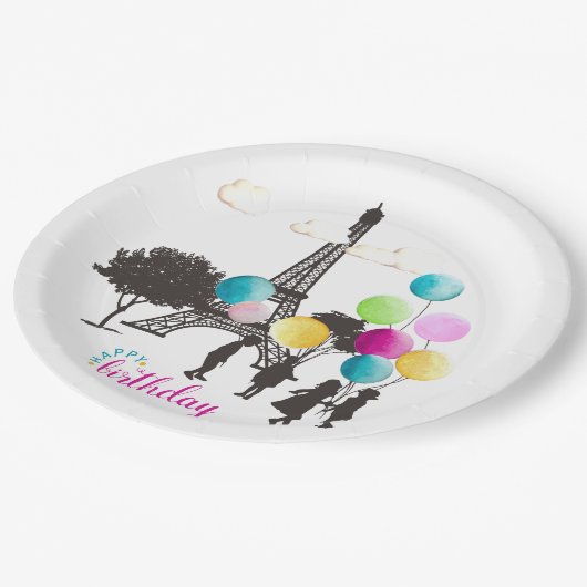 Farbige französische Macarons Kinder zum Geburtsta Pappteller (Schrägansicht)