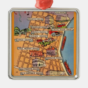Farbige French Quarter Karte Ornament Aus Metall