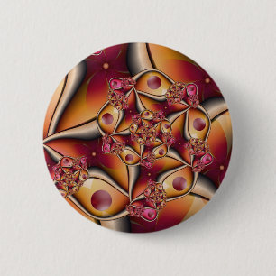 Farbige Freude Abstrakt Rot Orange Fantasy Fraktal Button